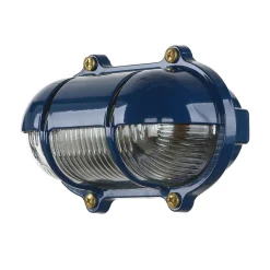 Rustikale Lampen|Metall Lampen*Lido Blaue Außen Wandlampe aus Echt-Messing SKIATHOS