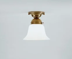 Flurlampen|Bürolampen*Berliner Messingleuchten Blendarme Deckenlampe Berliner Messing Glas E27 Ø16 cm