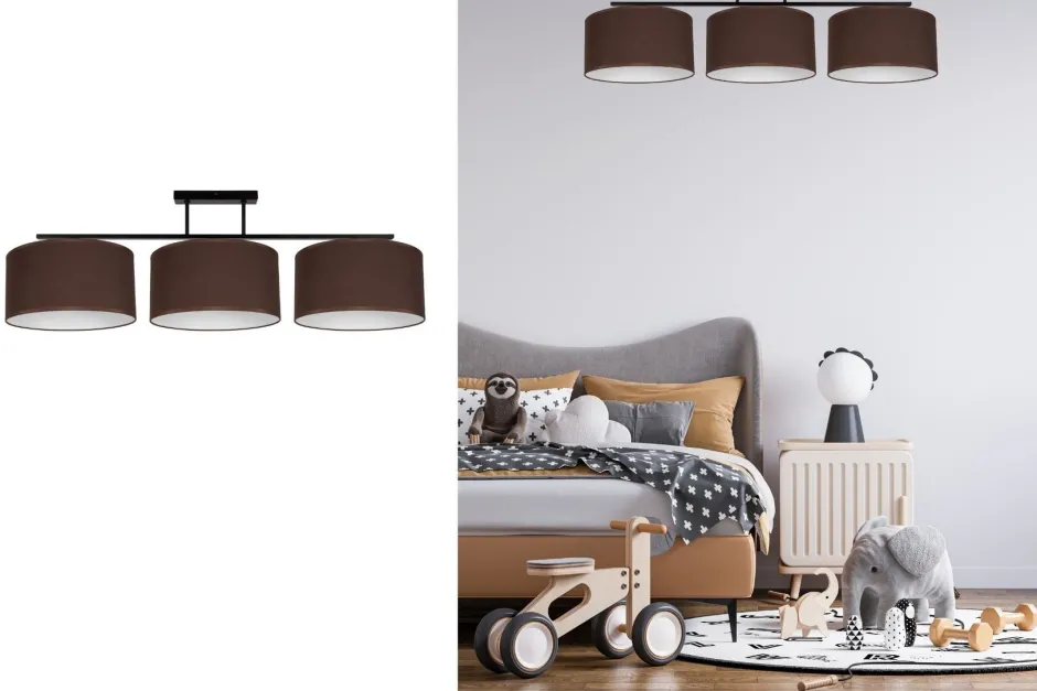 Belis Blendarme Deckenlampe Stoff Schwarz Braun E27 L:100 cm< Bürolampen|Wohnzimmerlampen