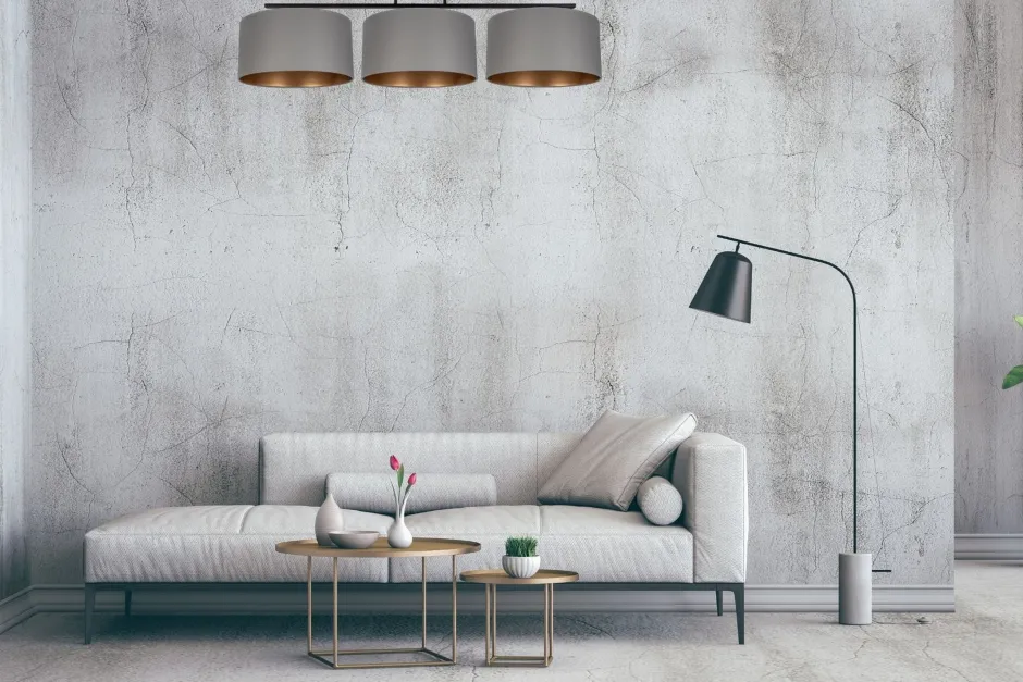 Belis Blendarme Deckenlampe Stoff Graphit Gold E27 3-flammig< Bürolampen|Wohnzimmerlampen