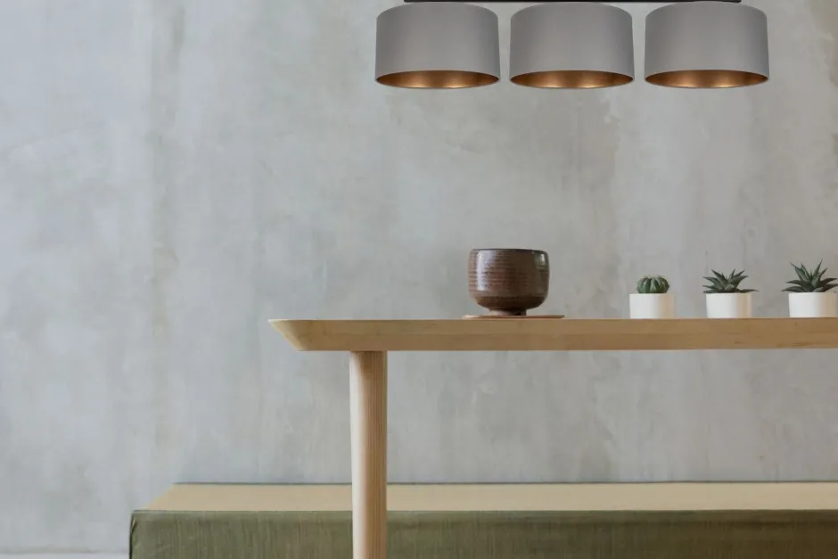 Belis Blendarme Deckenlampe Stoff Graphit Gold E27 3-flammig< Bürolampen|Wohnzimmerlampen