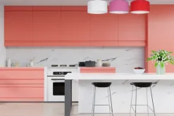 Bürolampen|Wohnzimmerlampen*Belis Blendarme Deckenlampe Stoff Weiß Rosa Rot E27 L:100 cm