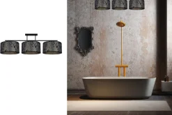 Bürolampen|Wohnzimmerlampen*Belis Blendarme Deckenlampe Stoff Graphit Muster E27 3-flmg