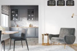 Bürolampen|Wohnzimmerlampen*Belis Blendarme Deckenlampe Stoff Graphit Muster E27 3-flmg