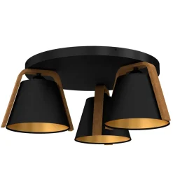 Deckenleuchten|Flurlampen*Luminex Blendarme Deckenlampe Stoff Holz Metall B:48 cm E27