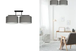 Wohnzimmerlampen|Stofflampen*Belis Blendarme Deckenlampe Stoff Schwarz Graphit E27 L:70 cm