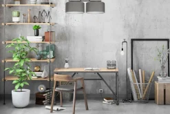 Wohnzimmerlampen|Stofflampen*Belis Blendarme Deckenlampe Stoff Schwarz Graphit E27 L:70 cm