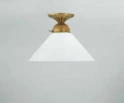 Berliner Messingleuchten Blendarme Deckenleuchte Berliner Messing Glas B:25 cm< Flurlampen|Bürolampen