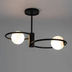 Deckenleuchten|Kugellampen*Sigma Blendarme Deckenleuchte Glas Schwarz Weiß G9 L:55 cm