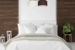 Belis Blendarme Deckenleuchte Stoff Ecru Braun E27 L:70 cm< Bürolampen|Wohnzimmerlampen