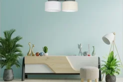 Belis Blendarme Deckenleuchte Stoff Weiß Ecru E27 L:70 cm< Bürolampen|Wohnzimmerlampen