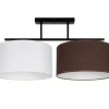 Bürolampen|Wohnzimmerlampen*Belis Blendarme Deckenleuchte Stoff Weiß Braun E27 L:70 cm