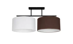 Bürolampen|Wohnzimmerlampen*Belis Blendarme Deckenleuchte Stoff Weiß Braun E27 L:70 cm