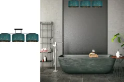 Belis Blendarme Deckenleuchte Stoff Grün Muster E27 3-flammig< Bürolampen|Wohnzimmerlampen