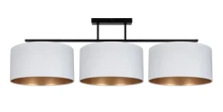 Bürolampen|Wohnzimmerlampen*Belis Blendarme Deckenleuchte Stoff Weiß Gold E27 100 cm lang