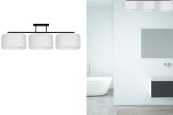 Wohnzimmerlampen|Stofflampen*Belis Blendarme Deckenleuchte Stoff Schwarz Weiß E27 3-flmg