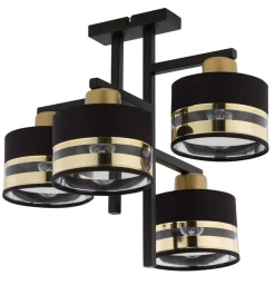Deckenleuchten|Moderne Lampen*Sigma Blendarme Deckenleuchte Schwarz Gold Design E27 L:48 cm