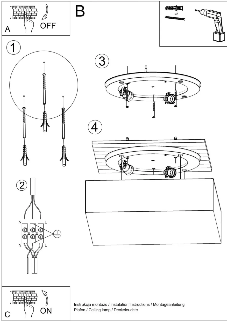 Deckenleuchten|Flurlampen*Sollux Blendarme Deckenleuchte Weiß Modern 25 cm quadratisch E27