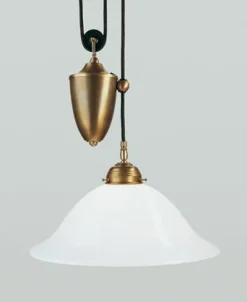 Berliner Messingleuchten Blendarme Hängelampe Berliner Messing Glas E27 B:35 cm< Hängelampen|Bürolampen