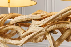 Bürolampen|Stofflampen*Invicta Interior Blendarme Hängelampe 3-flammig Holz Leinen 165 cm lang