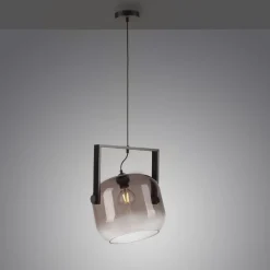 Hängelampen|Bürolampen*Just Light Blendarme Hängelampe Glas Metall L:35 cm E27 Industrie