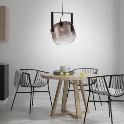 Hängelampen|Bürolampen*Just Light Blendarme Hängelampe Glas Metall L:35 cm E27 Industrie