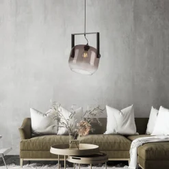 Hängelampen|Bürolampen*Just Light Blendarme Hängelampe Glas Metall L:35 cm E27 Industrie