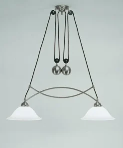 Berliner Messingleuchten Blendarme Hängelampe Messing Glas 92 cm E27 in Nickel< Hängelampen|Bürolampen