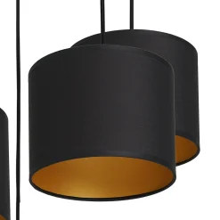 Luminex Blendarme Hängelampe Schwarz Gold Stoff Metall 5-flmg< Hängelampen|Bürolampen