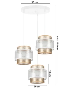 Belis Blendarme Hängelampe Stoffschirme Weiß Gold E27 B:38 cm< Hängelampen|Bürolampen