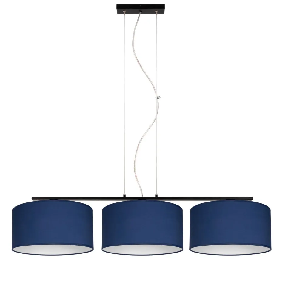 Bürolampen|Wohnzimmerlampen*Belis Blendarme Hängelampe Stoff Schwarz Blau E27 L:100 cm