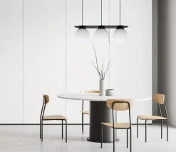 Hängelampen|Bürolampen*Belis Blendarme Hängeleuchte Glaskugeln E27 3-flmg Schwarz