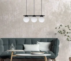 Hängelampen|Bürolampen*Belis Blendarme Hängeleuchte Glaskugeln E27 3-flmg Schwarz