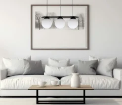 Hängelampen|Bürolampen*Belis Blendarme Hängeleuchte Glaskugeln E27 3-flmg Schwarz