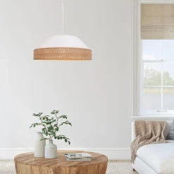 Belis Blendarme Hängeleuchte Stoff Rattan E27 Ø45 cm wohnlich< Hängelampen|Bürolampen