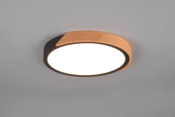 Flurlampen|Bürolampen*Trio Reality Blendarme LED Deckenlampe Holz rund Ø31,5 cm Schwarz