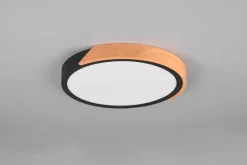 Flurlampen|Bürolampen*Trio Reality Blendarme LED Deckenlampe Holz rund Ø31,5 cm Schwarz