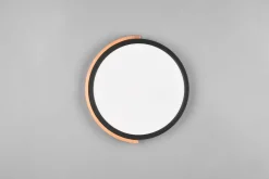 Flurlampen|Bürolampen*Trio Reality Blendarme LED Deckenlampe Holz rund Ø31,5 cm Schwarz