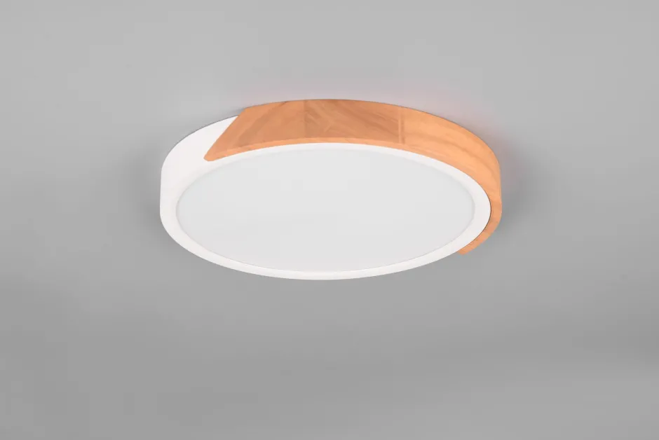 Flurlampen|Bürolampen*Trio Reality Blendarme LED Deckenlampe Holz rund Ø31,5 cm 20 W Weiß