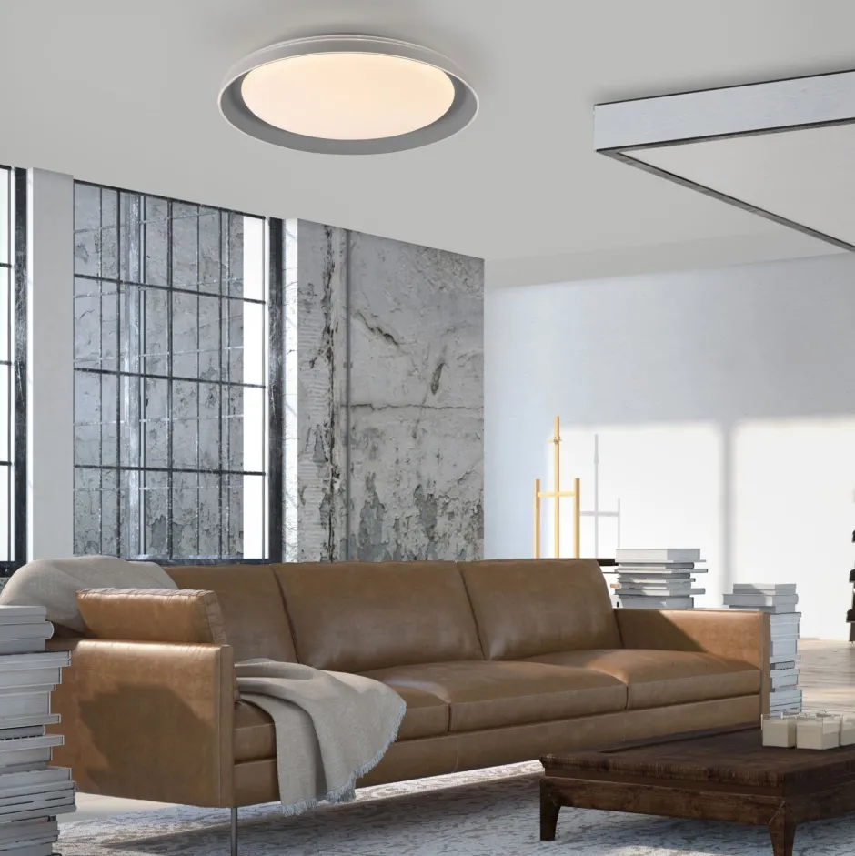 Deckenleuchten|Flurlampen*Just Light Blendarme LED Deckenlampe Grau Ø43 cm 2630 lm dimmbar