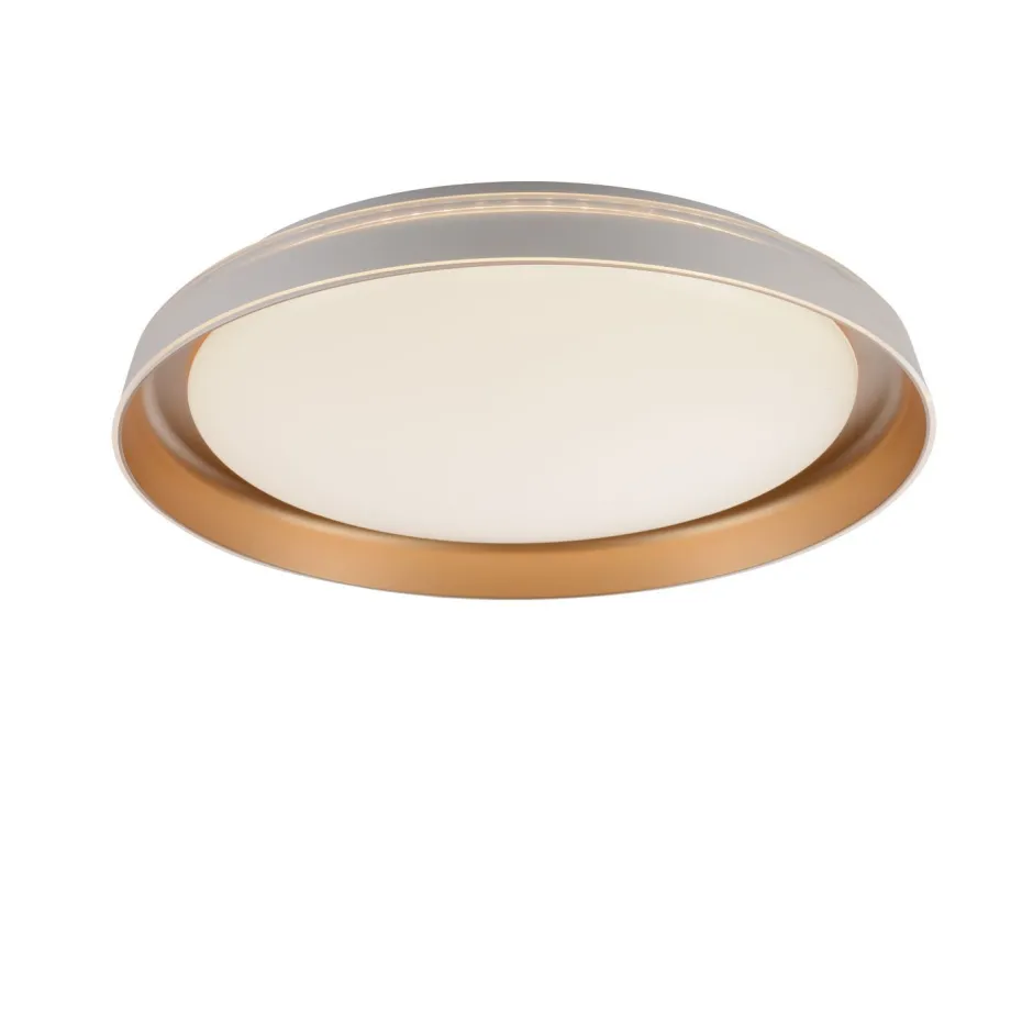 Deckenleuchten|Flurlampen*Just Light Blendarme LED Deckenlampe Weiß Messing Ø43 cm dimmbar