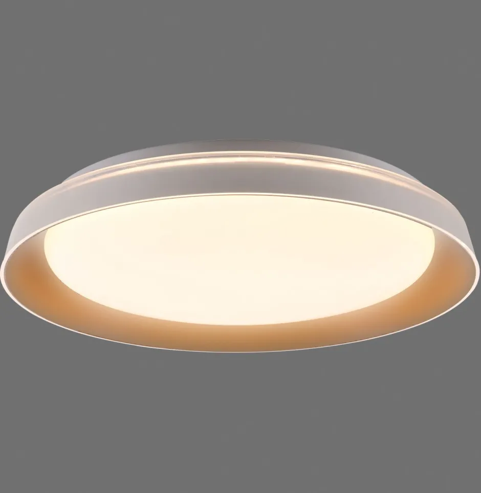 Deckenleuchten|Flurlampen*Just Light Blendarme LED Deckenlampe Weiß Messing Ø43 cm dimmbar