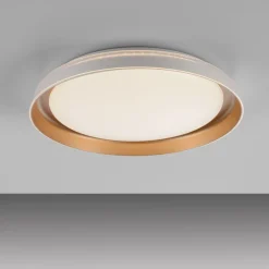 Deckenleuchten|Flurlampen*Just Light Blendarme LED Deckenlampe Weiß Messing Ø43 cm dimmbar