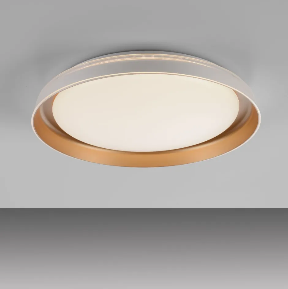 Deckenleuchten|Flurlampen*Just Light Blendarme LED Deckenlampe Weiß Messing Ø43 cm dimmbar