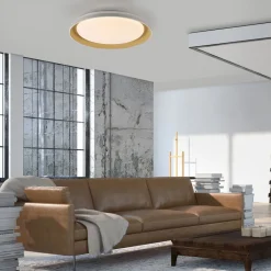 Deckenleuchten|Flurlampen*Just Light Blendarme LED Deckenlampe Weiß Messing Ø43 cm dimmbar