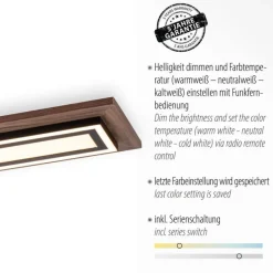 Deckenleuchten|Flurlampen*Paul Neuhaus Blendarme LED Deckenleuchte dimmbar Holz 107 cm 5500 lm
