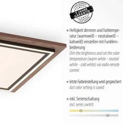 Paul Neuhaus Blendarme LED Deckenleuchte dimmbar Holz B:53,4 cm 44 W< Deckenleuchten|Flurlampen