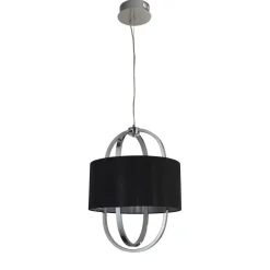 Wohnzimmerlampen|Esszimmer Lampen*Searchlight Blendarme LED Hängelampe Stoff Metall warmweiß Ø38 cm