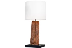 Tischlampen|Schlafzimmer Lampen*Invicta Interior Blendarme Nachttischleuchte Holz Stoff E27 58 cm groß