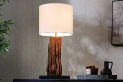 Tischlampen|Schlafzimmer Lampen*Invicta Interior Blendarme Nachttischleuchte Holz Stoff E27 58 cm groß